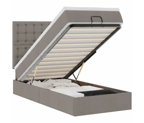 Osmaņu Gultas Rāmis Ar Matrača Pelēkbrūna 90X200 Cm Audums Vidaxl