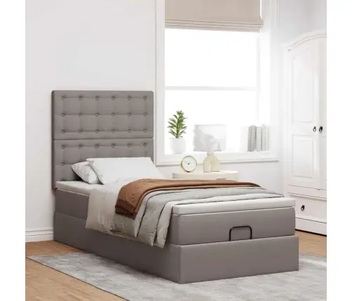 Osmaņu Gultas Rāmis Ar Matrača Pelēkbrūna 90X200 Cm Audums Vidaxl