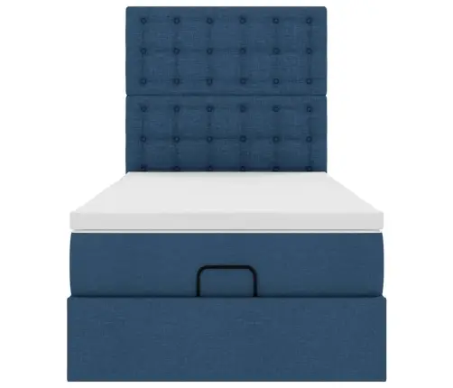 Osmaņu Gultas Rāmis Ar Matrača Zils 90X200 Cm Audums Vidaxl