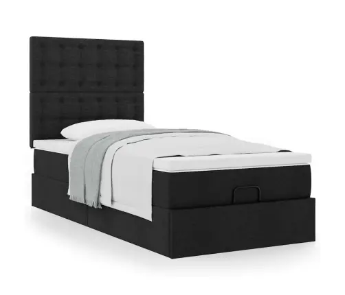 Osmanų Lova Su Čiužiniu, Juodas, 100X200cm Audinys