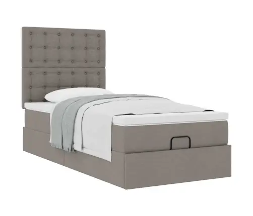 Osmaņu Gultas Rāmis Ar Matrača Pelēkbrūna 100X200 Cm Audums Vidaxl