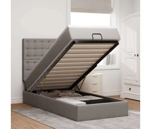 Osmaņu Gultas Rāmis Ar Matrača Pelēkbrūna 100X200 Cm Audums Vidaxl