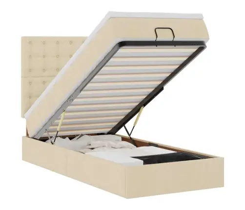 Osmaņu Gultas Rāmis Ar Matrača Krēma 100X200 Cm Audums Vidaxl