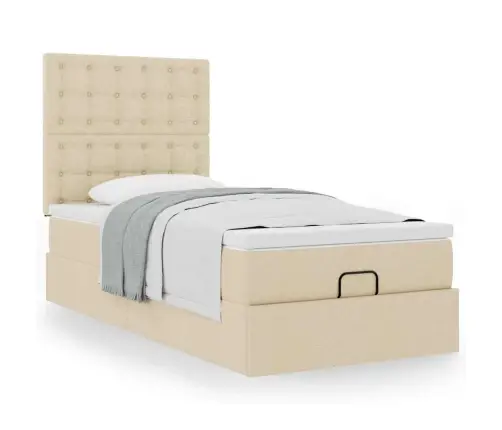 Osmaņu Gultas Rāmis Ar Matrača Krēma 100X200 Cm Audums Vidaxl