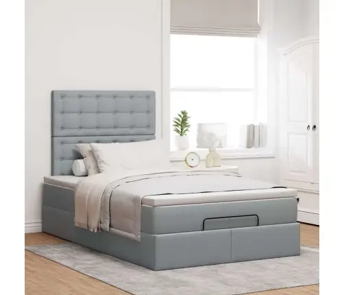 Osmaņu Gultas Rāmis Ar Matrača Gaiši Pelēks 120X190 Cm Audums Vidaxl