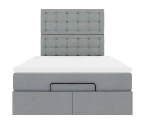 Osmaņu Gultas Rāmis Ar Matrača Gaiši Pelēks 120X190 Cm Audums Vidaxl