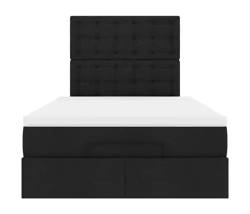 Osmaņu Gultas Rāmis Ar Matrača Melns 120X190 Cm Audums Vidaxl