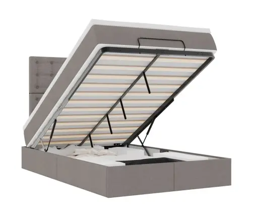 Osmanų Lovos Rėmas Su Čiužiniu, Taupe, 120X190 cm Audinys