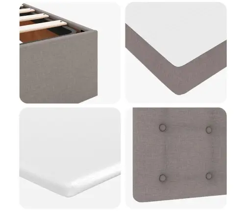 Osmanų Lovos Rėmas Su Čiužiniu, Taupe, 120X190 cm Audinys