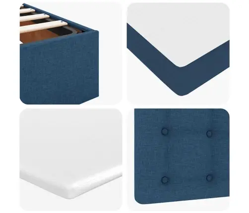 Osmaņu Gultas Rāmis Ar Matrača Zils 120X190Cm Audums Vidaxl