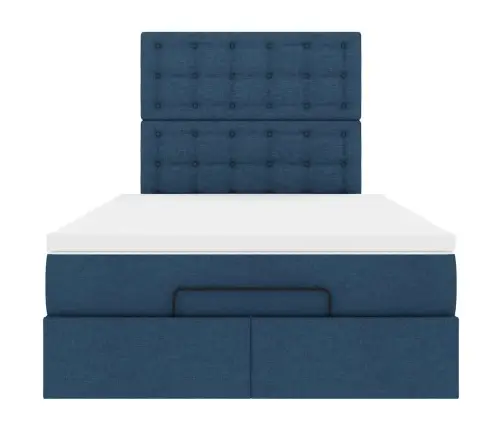 Osmaņu Gultas Rāmis Ar Matrača Zils 120X190Cm Audums Vidaxl