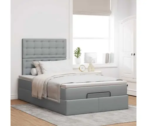 Osmaņu Gultas Rāmis Ar Matrača Gaiši Pelēks 120X200 Cm Audums Vidaxl