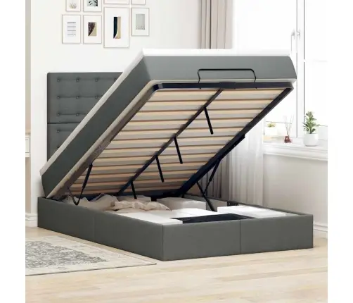 Osmaņu Gultas Rāmis Ar Matrača Tumši Pelēks 120X200 Cm Audums Vidaxl