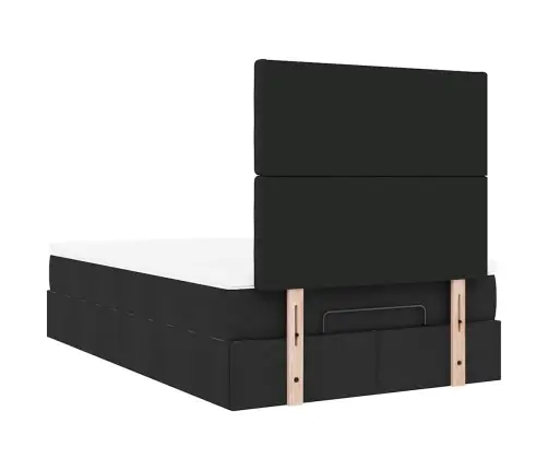 Ottomani Voodi Madratsiga, Must, 120X200 cm Kangas