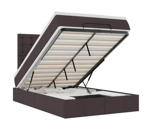 Osmaņu Gultas Rāmis Ar Matrača Tumši Brūns 120X200 Cm Audums Vidaxl