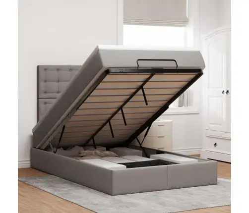 Osmaņu Gultas Rāmis Ar Matrača Pelēkbrūns 120X200Cm Audums Vidaxl