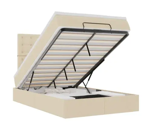 Osmaņu Gultas Rāmis Ar Matrača Krēmkrāsas 120X200Cm Audums Vidaxl