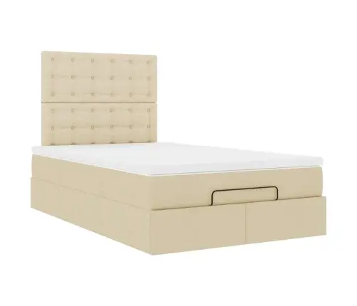 Osmaņu Gultas Rāmis Ar Matrača Krēmkrāsas 120X200Cm Audums Vidaxl