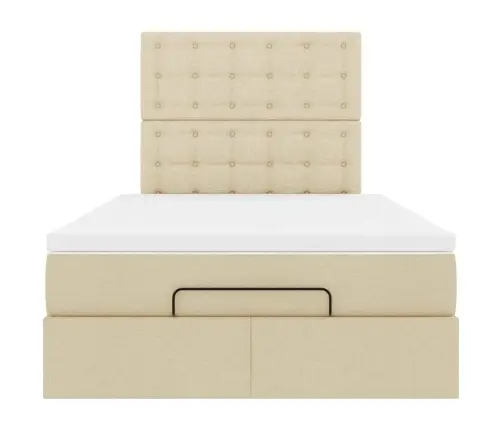 Osmaņu Gultas Rāmis Ar Matrača Krēmkrāsas 120X200Cm Audums Vidaxl