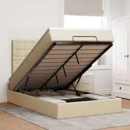 Osmaņu Gultas Rāmis Ar Matrača Krēmkrāsas 120X200Cm Audums Vidaxl Osmaņu Gultas Rāmis Ar Matrača Krēmkrāsas 120X200Cm Audums Vidaxl