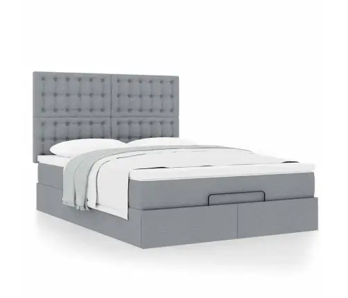 Osmanų Lova Su Čiužiniu, Pilkas, 140X190cm Audinys