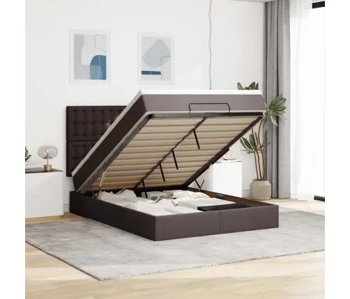 Ottomani Voodi Madratsita, Tumepruun, 140X190 cm Kangas