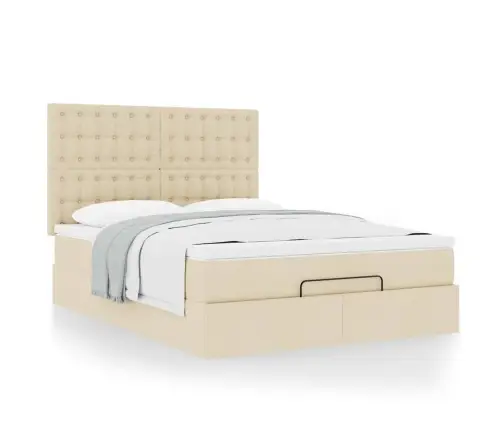 Ottomani Voodi Madratsiga, Kreemjas, 140X190cm Kangas