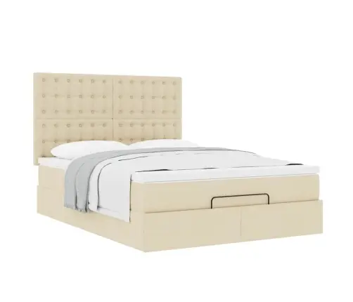 Ottomani Voodi Madratsiga, Kreemjas, 140X190cm Kangas