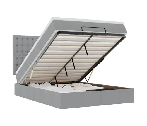 Ottomani Voodi Madratsiga, Helehall, 140X200 cm Kangas