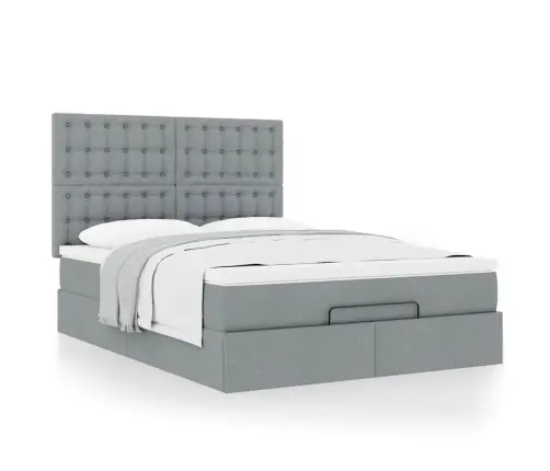 Ottomani Voodi Madratsiga, Helehall, 140X200 cm Kangas