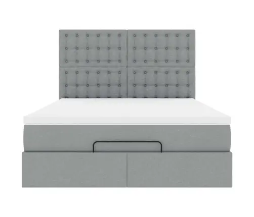 Ottomani Voodi Madratsiga, Helehall, 140X200 cm Kangas