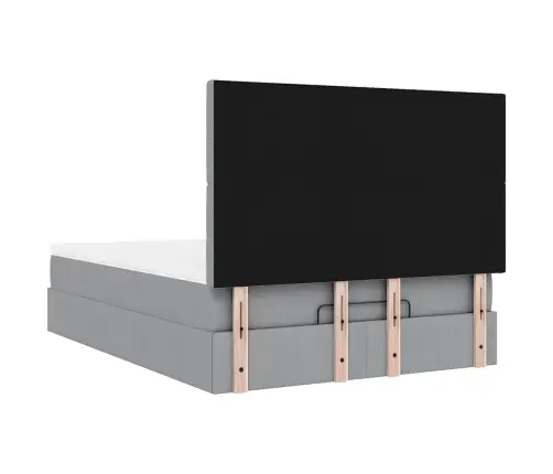 Ottomani Voodi Madratsiga, Helehall, 140X200 cm Kangas