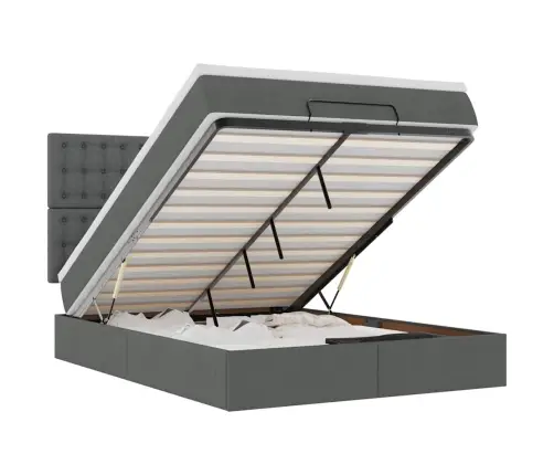 Osmanų Lova Su Čiužiniu, Pilkas, 140X200cm Audinys