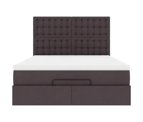 Osmaņu Gultas Rāmis Ar Matrača Tumši Pelēks 140X200Cm Audums Vidaxl