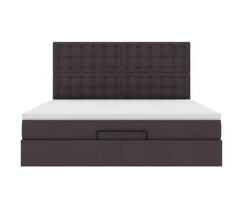 Osmaņu Gultas Rāmis Ar Matrača Tumši Brūns 160X200Cm Audums Vidaxl