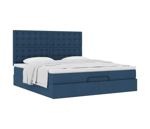 Ottomani Voodi Madratsiga, Sinine, 160X200 cm Kangas