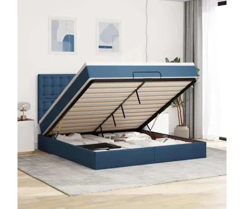 Ottomani Voodi Madratsiga, Sinine, 160X200 cm Kangas