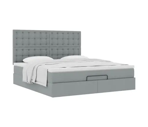 Ottomani Voodi Madratsiga, Helehall, 180X200 cm Kangas