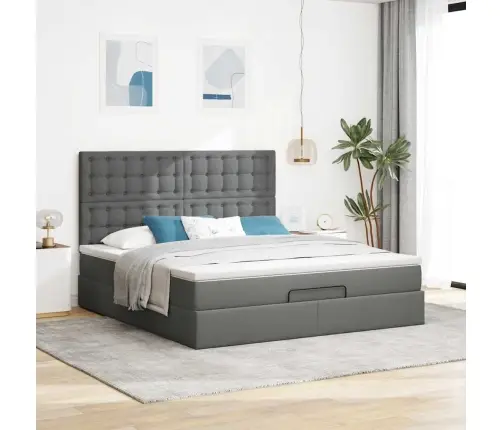 Ottomani Voodi Madratsiga, Tumehall, 180X200 cm Kangas