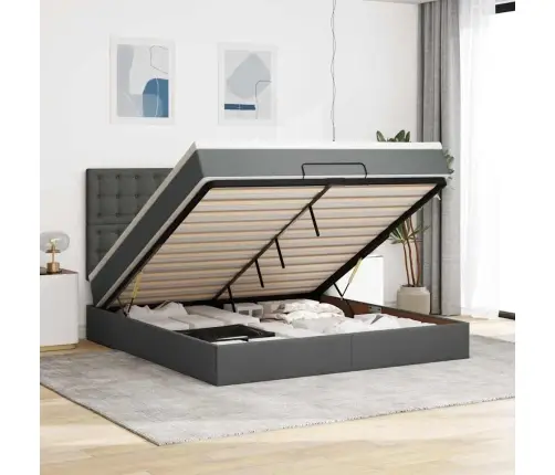 Ottomani Voodi Madratsiga, Tumehall, 180X200 cm Kangas