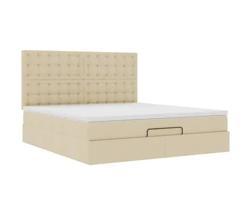 Osmaņu Gultas Rāmis Ar Matrača Krēmkrāsas 180X200Cm Audums Vidaxl