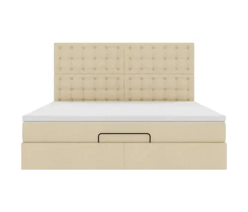 Osmaņu Gultas Rāmis Ar Matrača Krēmkrāsas 180X200Cm Audums Vidaxl