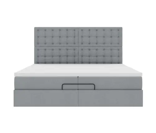 Osmaņu Gultas Rāmis Ar Matračiem Gaiši Pelēks 200X200Cm Audums Vidaxl