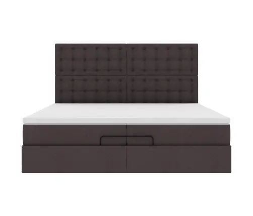 Osmaņu Gultas Rāmis Ar Matračiem Tumši Brūns 200X200Cm Audums Vidaxl