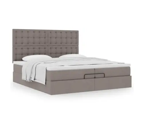 Osmaņu Gultas Rāmis Ar Matračiem Pelēkbrūns 200X200Cm Audums Vidaxl