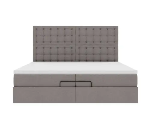 Osmaņu Gultas Rāmis Ar Matračiem Pelēkbrūns 200X200Cm Audums Vidaxl