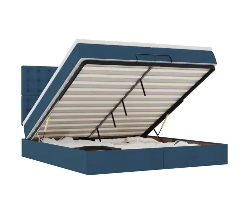 Osmaņu Gultas Rāmis Ar Matračiem Zils 200X200Cm Audums Vidaxl