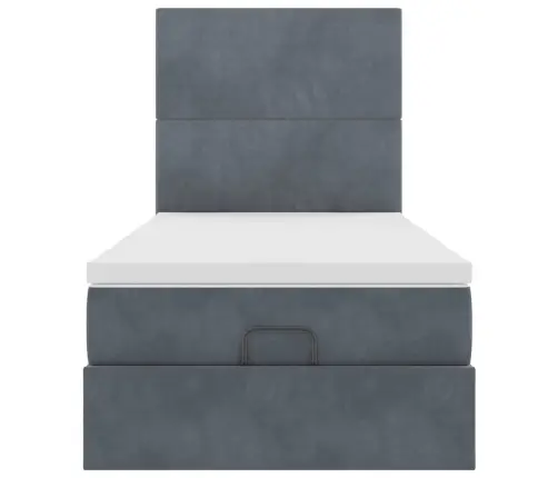 Osmaņu Gultas Rāmis Ar Matračiem Tumši Pelēks 80X200 Cm Samts Vidaxl