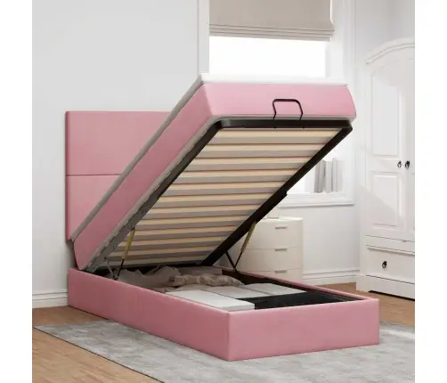 Osmaņu Gultas Rāmis Ar Matračiem Rozā 80X200 Cm Samts Vidaxl