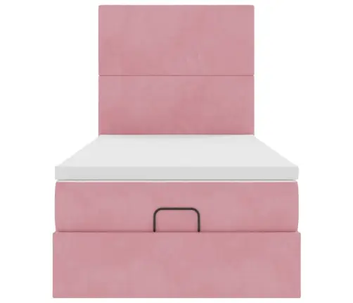 Osmaņu Gultas Rāmis Ar Matračiem Rozā 90X190Cm Samts Vidaxl